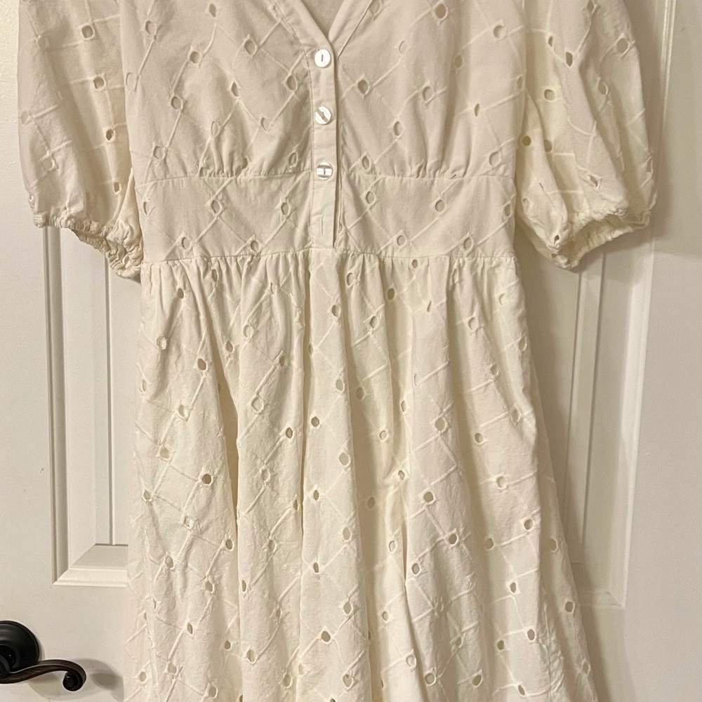 A New Day White Eylet Button-Down dress
